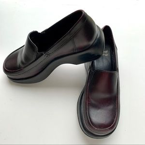 Dansko Burgundy Leather Slip On Clogs, 36